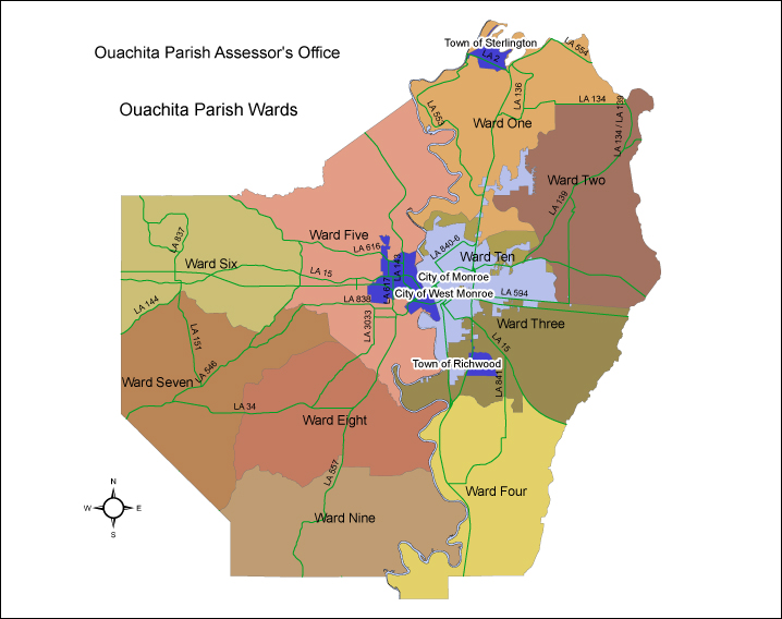 Ouachita Parish Ward Map